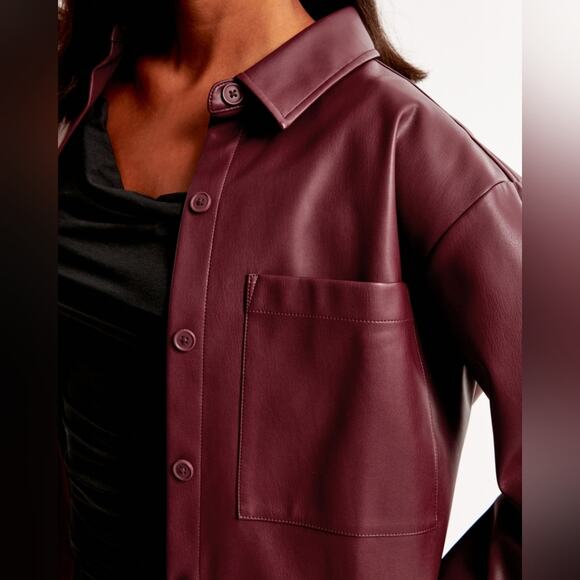 Abercrombie faux leather shacket button down jacket - Picture 9 of 9